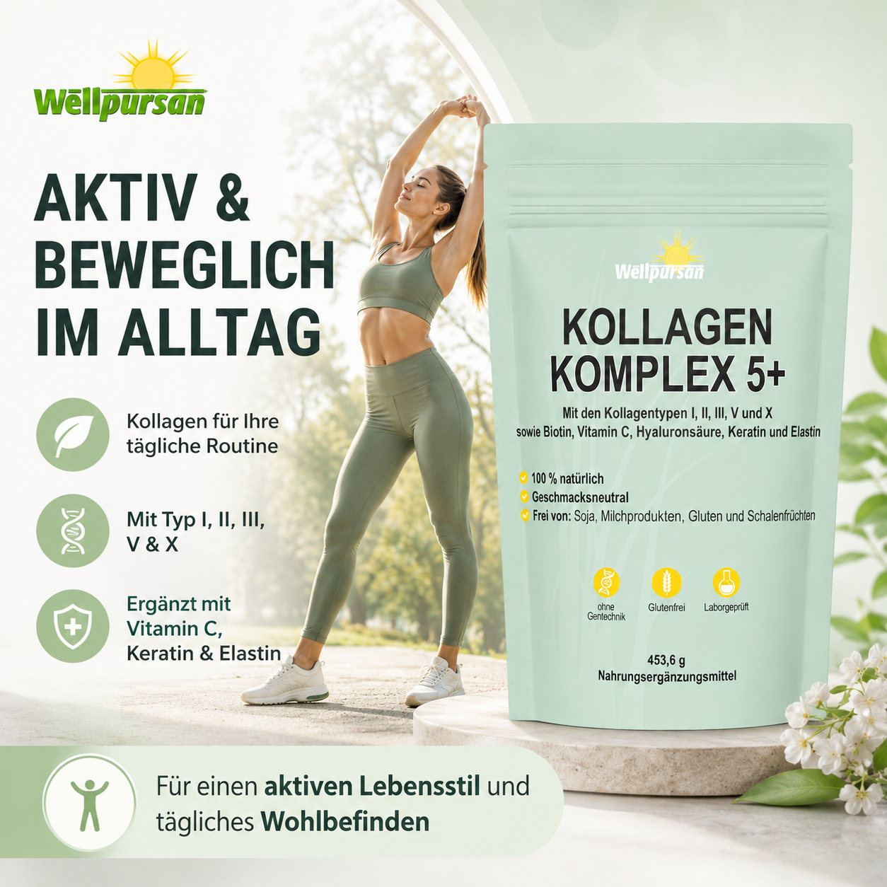 Kollagen-Komplex 5+ Multi-Kollagen Pulver mit Typ I, II, III, V & X